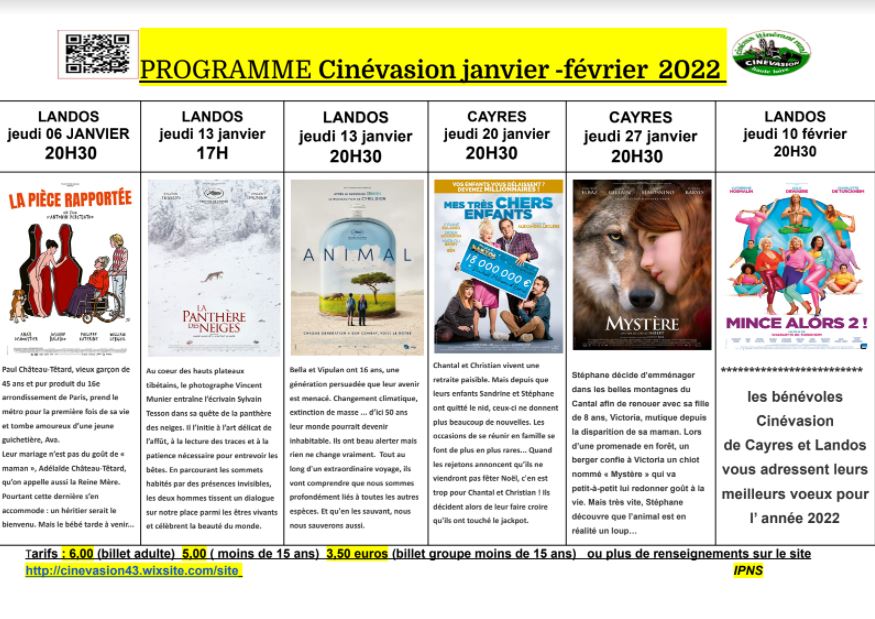 Votre programme Cinévasion